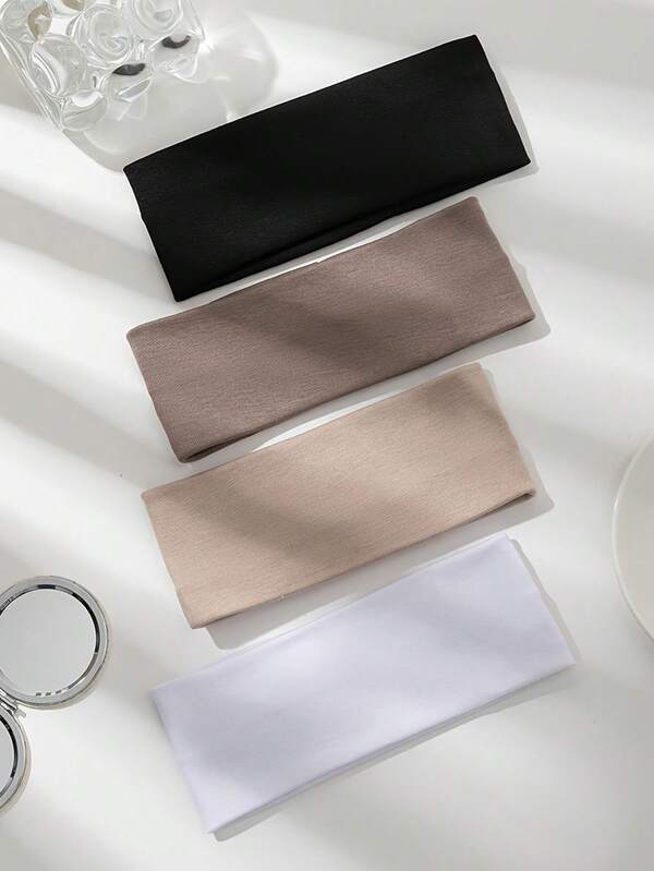 4pcs Ribbed Knitted Hair Band, Sports Sweat-Absorbing Hair Band, Multi-Functional And Simple Hair Band, Fitness And Yoga Hair Band