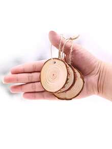 10 piezas de adornos navideños, adornos redondos de estilo rústico para colgar, decoraciones en blanco para manualidades de árboles de Navidad, fiestas navideñas, paredes de estilo campestre y decoración del hogar