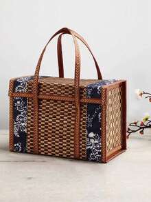 1个竹制礼篮，可折叠竹篮，适合户外野餐，质朴的竹编工艺，经典手工质感，经久耐用，配有便携提手，轻巧可折叠设计，是馈赠亲友、花园派对、海滩用餐、夏季野餐、户外聚会的理想之选，也是乡村时尚家居装饰的点睛之笔，用途广泛，兼具收纳和展示功能。 - 彩色 - 查看 6