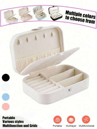 Smyckesskrin i PU-läder för resor, smyckesförvaringsask med dubbla lager, bärbar smyckesdisplay, förvaringstillbehör för resor, lämplig för örhängen, ringar, halsband, armband och andra smyckesaccessoarer, ett måste för skolstartssäsongen, högtidsgåvor.