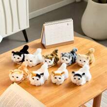 仿真猫仿真猫玩具可爱公仔仿真猫动物猫花猫摆件圣诞礼物生日礼物（款式随机） - 黑色 - 查看 8