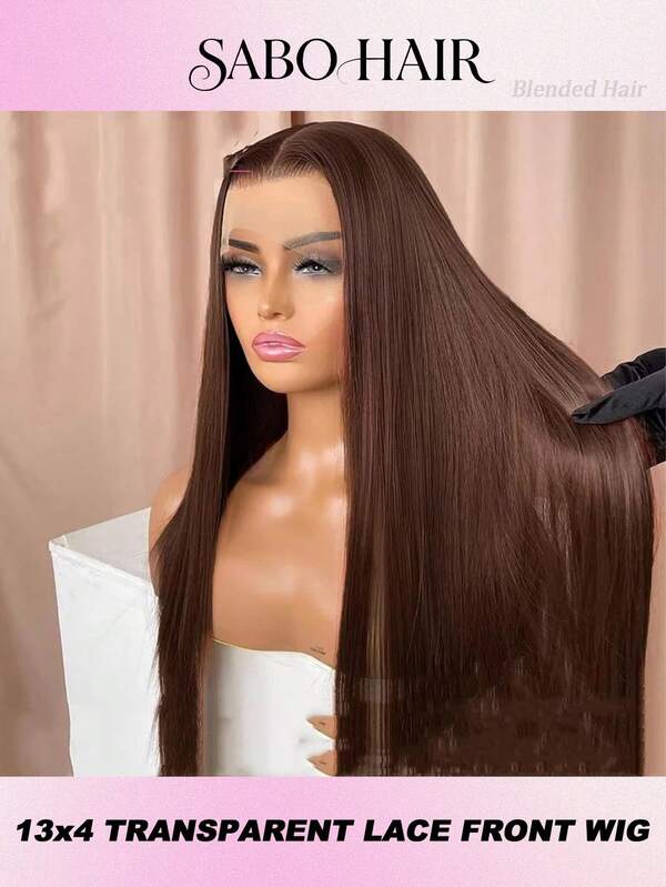 Gerade Spitzenfront Perücken #4 Schokolade gemischtes Haar 13x4 HD transparente Spitzenfront Perücken für Frauen 5x5 Klebefrei Brasilianisches Jungfrau-Haar Spitzenfront Perücke 200% Dichte Vorausgerupft mit Baby Haar Haaransatz