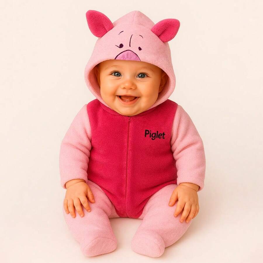 Mameluco para bebe con gorro bordado Disney - Rosa Pálido - Ver 1