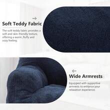 Bean Bag Chairs For Adults And Kid Teddy Fabric Fluffy And Lazy Sofa Filled With Memory Sponge BeanBag Sofa With Armrests For Living Room,Bedroom(Blue) - Màu xanh đậm - Xem 5