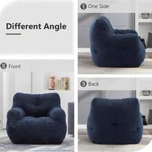 Bean Bag Chairs For Adults And Kid Teddy Fabric Fluffy And Lazy Sofa Filled With Memory Sponge BeanBag Sofa With Armrests For Living Room,Bedroom(Blue) - Màu xanh đậm - Xem 8