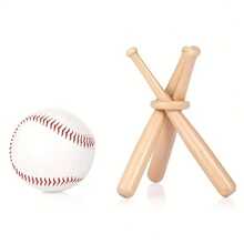 Mini Baseball Schläger Präsentationsständer, hölzerner Baseball Schläger Präsentationsständer mit bemalter Dekoration - hält 1 Baseball Schläger und 1 Ball, geeignet für Heim/Büro/Man Cave Dekoration, Baseball-thematische Partydekoration, Raumdekoration, Partyszene Dekoration, Puppenhaus, Schreibtischzubehör ohne Montage erforderlich, elegante Holzakzente, exquisite Verarbeitung, ideal für Sammler und Jugendliche