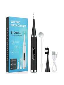 Electric Tooth Cleaner, Powerful Ultrasonic Plaque Remover For Teeth With 5 Modes - Tooth Cleaner, Gum Care, Teeth Cleaning, IPX6 Waterproof, Tartar Removal, Fresh Breath, Oral Care, USB Charging - màu đen - Xem 1