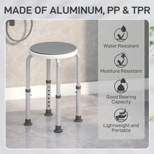 HOMCOM 360° Swivel Seat Bath Shower Stool, Adjustable Height Shower Chair With Aluminium Frame Non-Slip Feet Chair Support Home Assistance, Grey - Grey - View 4