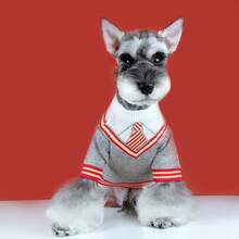 1pc V-Neck Pet Sweater For Small Dogs, Gray Knitted Cat Clothes, Anti-Shedding, Suitable For Outdoor And Indoor Wear
