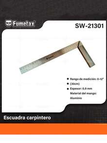 Escuadra Carpintero de 12" (30cm) con Mango de Aluminio, Ideal para Marcado Preciso en Carpintería, Reparaciones de Muebles y Proyectos DIY - Plateado - Ver 1