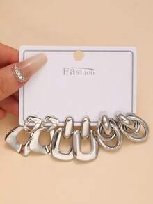 Futuristisches asymmetrisches Edelstahl Ohrringe Set für Frauen, geeignet für Paare, täglichen Gebrauch und als Geschenk für Freunde