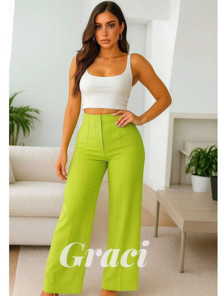 Women Pants - Lime Green - View 1