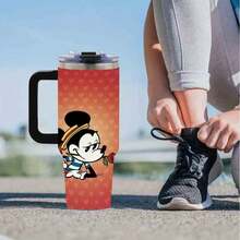 [Authorized]1pc Large Capacity Thermal Tumbler With Handle & StrawMickey Mouse Valentine's Day Rose Water Bottle - Insulated Stainless Steel Tumbler With Lid, Perfect For Hot And Cold Drinks, Ideal Gift For Any OccasionSuitable For Women, Students, Office, Travel, Car - Perfect Gift For Animal Lovers, Travel Drinkware, Cartoon Drinkware