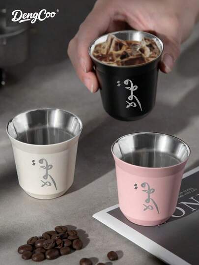 Dengcoo 1 件阿拉伯咖啡杯 - 双层不锈钢杯、迷你杯、胶囊咖啡杯、茶杯、饮水杯、真空隔热杯