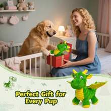 Squeaky Dog Toys - Soft Plush Dragon Dog Toy With 5 Squeakers &Amp; Crinkle Paper, Gift For Small, Medium And Large Dogs To Keep Them Busy (Green,10") - 白色 - 查看 6