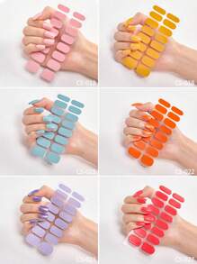 48/96/128/192片装多巴胺美甲贴纸套装，包含粉色、黑色、白色、红色、蓝色、绿色等多种颜色，闪光美甲贴纸，DIY全套美甲贴纸，按压式美甲贴纸，渐变闪光美甲贴纸，持久耐用，适合日常、圣诞节、新年、派对等场合，快速轻松地打造美丽惊艳的美甲造型。（注意：本产品不适用于UV固化） - 彩色 - 查看 24