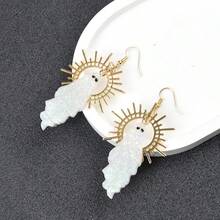 2pcs Bohemian Retro Ghost Hoop Earrings, Halloween Party Jewelry Gift