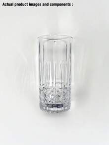 6-Piece Minimalist Transparent Glass Water Cup Set, Suitable For Home Use, Coffee Cups, Juice Cups, Whiskey Cups, Straight-Sided Textured Beverage Cups, Multiple Sizes Available, Party Table Cups. - DM336-2 (370ml) - View 5