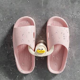 1/2PCS Cartoon Sausage Mouth Shaped Wall Hanging Hook, No Drilling Required, Bathroom Slipper Rack, Door Back Hook, Bathroom Storage Rack, Creative Design, Easy To Install, Suitable For Home, Apartment, Hotel, Ideal Home Decoration