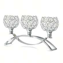 1pc 3-Arm/5-Arm Crystal Candle Holder, Decorative Centerpiece For Home, Wedding, Party, Halloween, Christmas, Anniversary