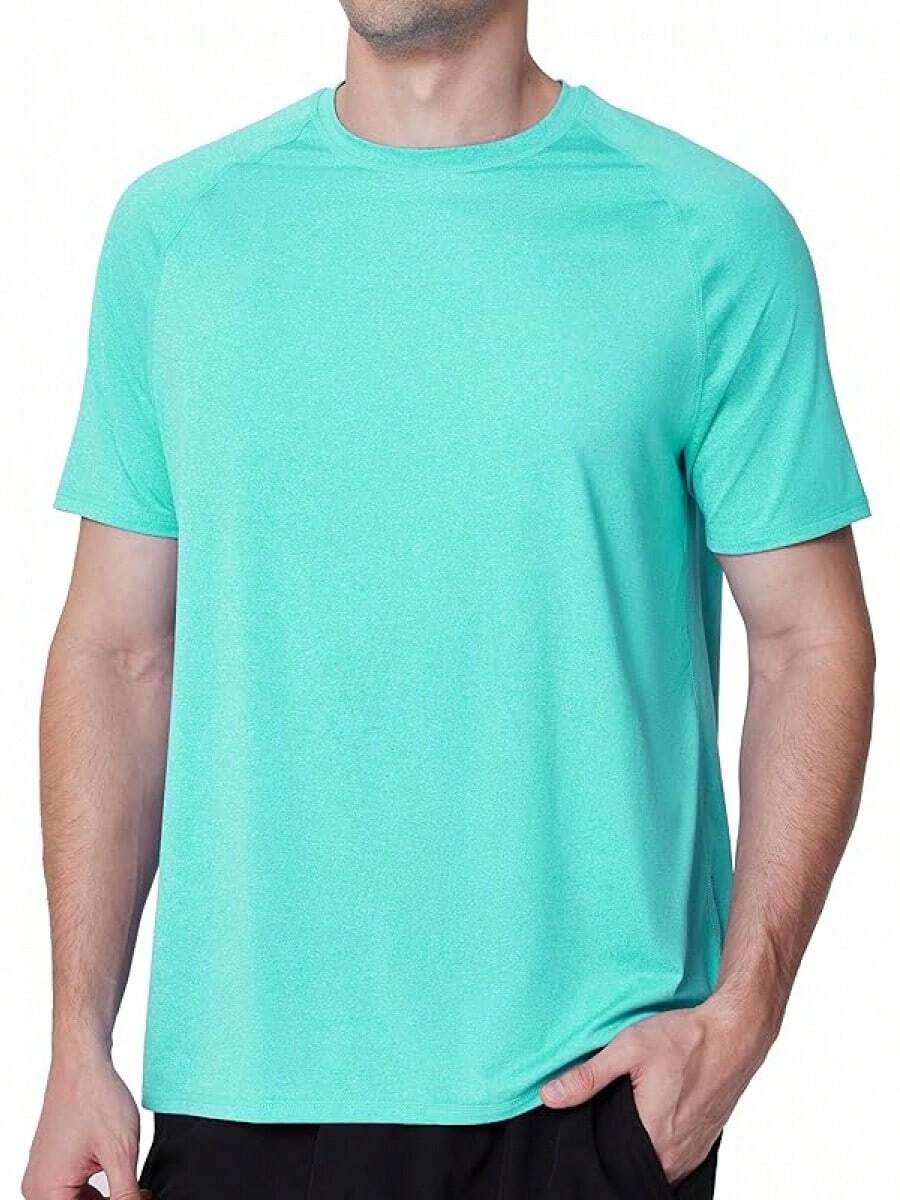 Men's UPF 50+ Swim Shirts, Short Sleeve Rash Guard, Quick Dry-Shirt Fishing And Surfing - 綠色 - 查看 1