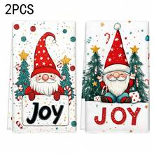 1 set/1 pieza/100 piezas Paños de cocina y paños de platos con diseño de árbol de Navidad y enanitos, adecuados para decoración de interiores en restaurantes, cocinas y baños, decoración de fiestas, regalos navideños y también pueden ser entregados como regalos de Navidad - Multicolor - Ver 1