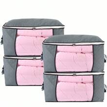 1/4 peças Recipiente de Armazenamento Estiloso com Padrão Pied-de-poule de 90 Litros, Caixa de Armazenamento de Roupas e Roupa de Cama de Capacidade Extra Grande, Saco à Prova de Poeira e Umidade com Alças Convenientes e Zíperes Duplos, Perfeito para Organização Doméstica, Decoração de Quarto, Suprimentos Escolares, Itens Essenciais para Mudança, Soluções de Armazenamento de Viagem, Ideias de Presente de Feriado