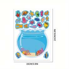 8/16 张水族馆鱼拼图贴纸、DIY 伪装贴纸、自制贴纸，适用于节日派对礼品袋、生日礼物 - 彩色 - 查看 3