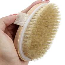 1pc Dry Body Brush, Exfoliating Body Scrubber, Natural Bristles For Dry Skin, Improves Blood Circulation, Stops Ingrown Hairs, Cleans Acne And Cellulite, Good For Home Bath Tools 1pc Dry Brushing Body Brush, Body Skin Exfoliator Scrubber, For Skin Dry Brushing Massage, Lymphatic Drainage & Blood Circulation Improvement - Multicolor - View 5