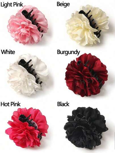 1pc Elegant Camellia Fabric Hair Clip, Minimalist Floral Hair Accessory, Gentle & Fresh Style For Women Hair Accessories Fall Claw Clip Elegant Hair Claw Autumn Hair Clutch Flower Clip Winter For Vacation Outfits Woman