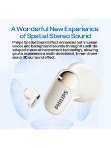 PHILIPS TAT2169 Wireless Bluetooth Earbuds With Ultra-Long Battery Life For Music And Calls, Fast And Convenient Charging, Semi-In-Ear Lightweight Design, Waterproof And Sweat-Resistant For Sports, - Off White - View 2