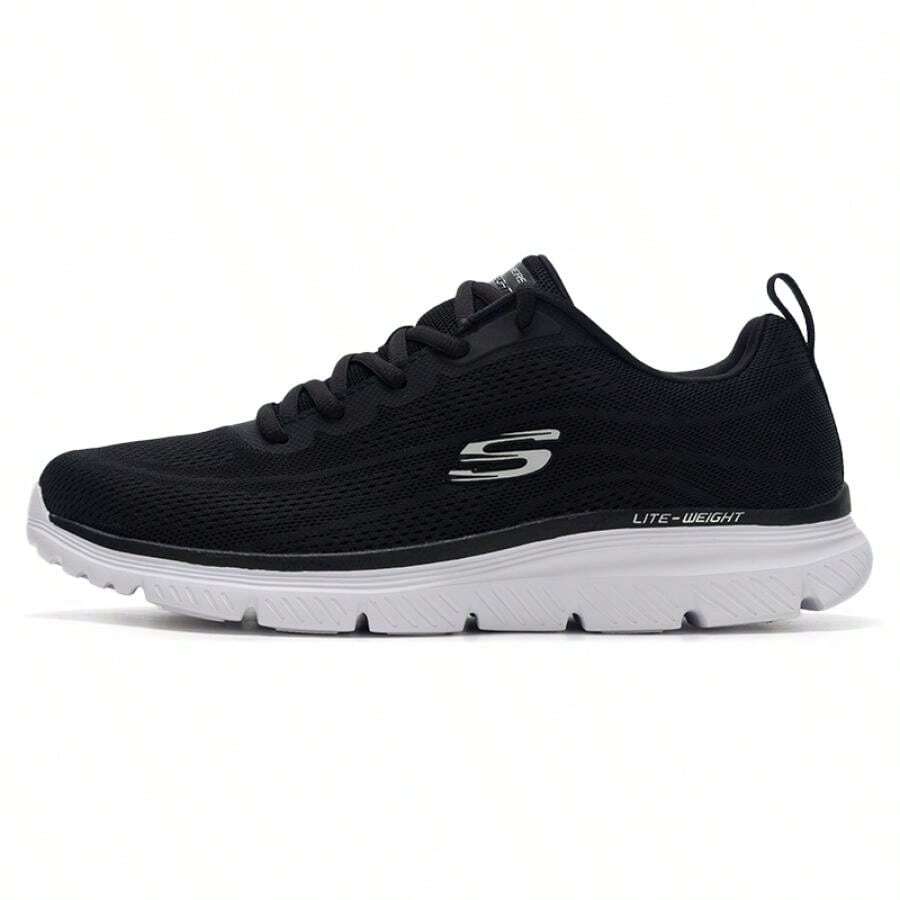 Skechers 男士低帮系带休闲鞋,舒适简约运动鞋,适合日常、户外、散步、通勤、跑步,款号 8790345-BKW - 黑與白 - 查看 1