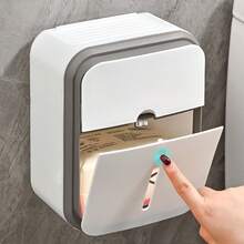 Caja de pañuelos montada en la pared, organizador de papel higiénico impermeable, caja multiusos para almacenamiento de papel higiénico, productos de almacenamiento para el baño