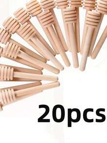 10/20/30支装迷你木制蜂蜜勺，未涂层未上蜡日式商用蜂蜜搅拌棒，蜂蜜舀取木棒，厨房用具