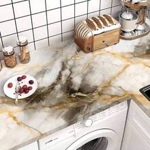 1 rollo de pegatinas de pared autoadhesivas y impermeables para baño - Adhesivos extraíbles con textura de mármol para ducha, inodoro, lavabo - Fácil de limpiar y lavar, decoración y accesorios de baño