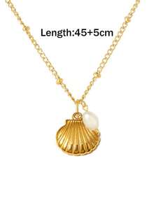 2pcs Seashell Necklace Set For Women 14K Gold Plated Adjustable Layered Starfish Seashell Faux Pearl Pendant Charm Necklace,Stacking Jewelry For Summer Beach Holiday,Summer Jewelry ,Everyday Wear,Birthday Gift,Friendship Gift