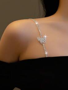 1 对水钻可调节性感简约内衣肩带，通用胸前挂项链链装饰