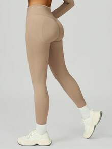 MASKERT Women's Yoga, Fitness, Leisure, Sports Pants, Flared Pants, Running High Waist, Quick Drying, Lifting Buttocks, Yoga Pants, High Elasticity, And Skin Friendly - 棕色 - 查看 4