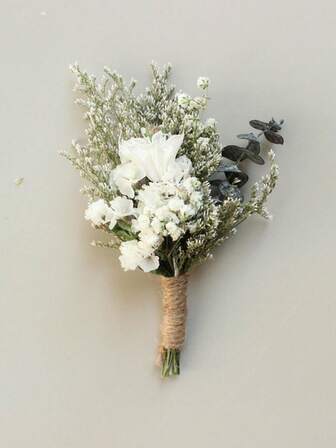 1/2/4/6/8/10/12 束蓝色迷你干花束、波西米亚风婚礼桌饰干花束、干蒲苇、新郎和伴郎胸花、干蛋糕花