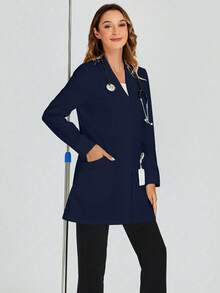 cimmuovere Long Sleeve Laboratory Surgical Gown, Nurse Scrub Uniform, Scrub Uniform, Dentist Scrub Uniform Jacket Spring - Navy Blue - View 6
