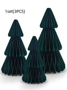 1 Set (3 Pcs) Of Paper Fashionable Christmas Tree Ornaments, Christmas Atmosphere Ornaments, Suitable For Home Decoration, Bedroom, Living Room, Desk Decoration, Autumn Decoration, Winter Decoration, Christmas Decoration. Christmas Decorations Room Decor Christmas Decorations Home Christmas Gifts Christmas Decor - Green - View 7