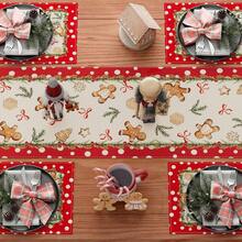 Schneemann Winter Weihnachts Lebkuchenmann Weihnachtstischläufer Tischdekoration für Party Zuhause Küche Esszimmer Feiertags Dekoration