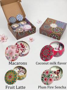 4/1 Scented Candle Set With Colorful Box, Multiple Scent Combinations, Pleasant & Rich Fragrance, Smokeless, Long Burning Time - Christmas Gift Ideal For Family & Friends,Christmas Candle,Gift Sets For Women For Wedding, Birthday, Festivals, Wedding Souvenirs,Aromatherapy Candles For Home,Candle Present For Men And Women, For Birthday Christmas Day Yoga Bath, Valentine's Day Gift, Home, Hotel Decoration, Retro Pattern Design, Soy Wax, - Multicolor - View 48