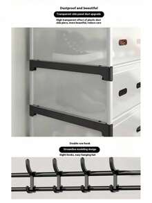 1 pieza Estante multiusos y versátil, antipolvo, adecuado para ropa, sombreros y zapatos, talla grande grueso y estable, fácil de instalar/desmontar, portátil, para sala de estar, dormitorio, oficina, dormitorio universitario - Multicolor - Ver 7