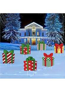 6pcs Christmas Lawn Stakes, 2D Acrylic Flat Outdoor Garden Yard Decor, Holiday Fence Garden Stakes, No Power Needed, Suitable For Home And Outdoor Walkway, Garden Party Supplies, No Electricity Required