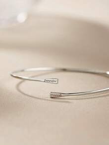 1Pc Dainty Name Bangle Bracelet Custom Engraved Bracelet Personalized Jewelry Minimalist Bracelet Christmas Gift For Her Mother's Day Gift Christmas Gift,New Year Glamour - Multicolor - View 6