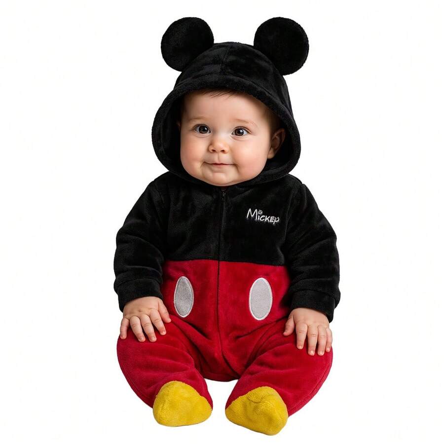 Disney Baby Romper With Embroidered Hat - Black - View 1