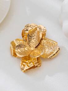 1pc Exaggerated Fashion Double Layer Flower Brooch, Suitable For Women's Party And Banquet Wear