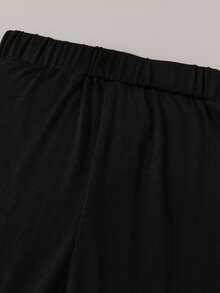 2pcs Baby Girls' Casual Bow Print Round Neck Long Sleeve Top And Heart Print Pants Set, Autumn/Winter - Pink - View 3