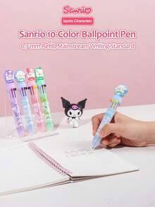 Sanrio Penna a sfera retrattile di alta qualità Sanrio da 0,7 mm, penna a sfera retrattile a tema Melody, Kuromi, Pompompurin, penna decorativa per scrivere, disegnare, forniture per ufficio e scuola per ragazze